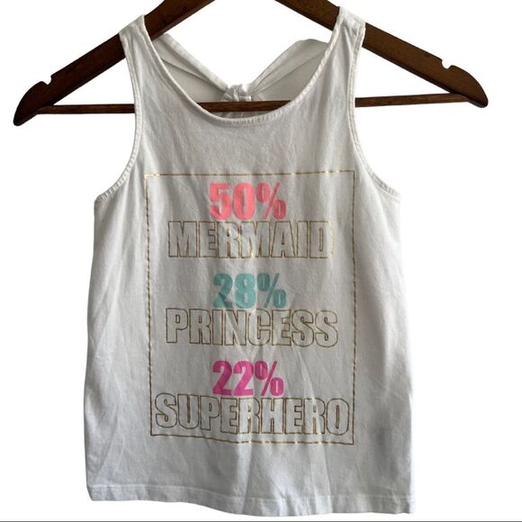 Oshkosh B’Gosh White Tank Top Racerback Twist Strap Graphic Front Girls Size 8 - Picture 1 of 10